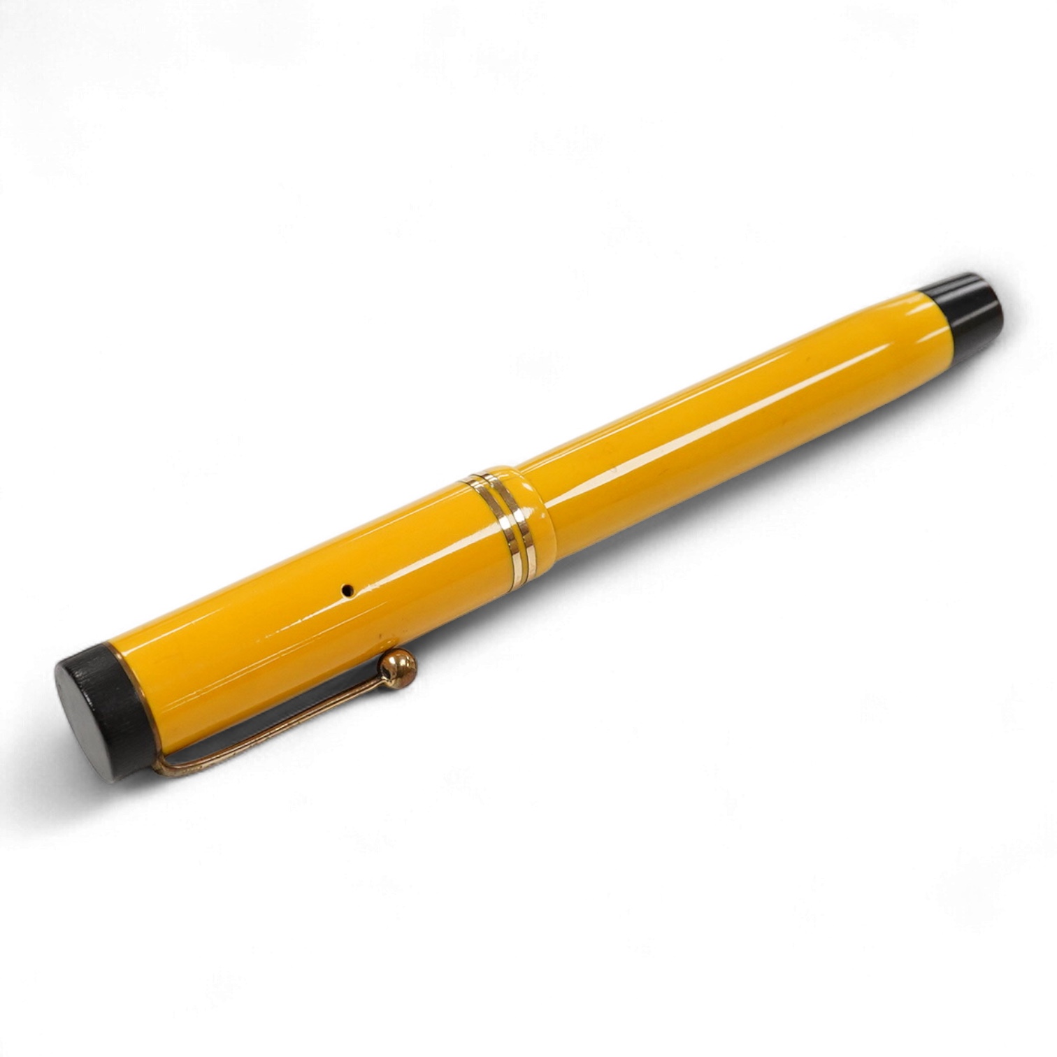 A Parker Lucky Curve Duofold Senior in mandarin yellow with 14ct Duofold nib
